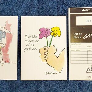 John Lennon 2 Art Cards w Store Order Form NEW Unused 1987 Anniversary Imagine